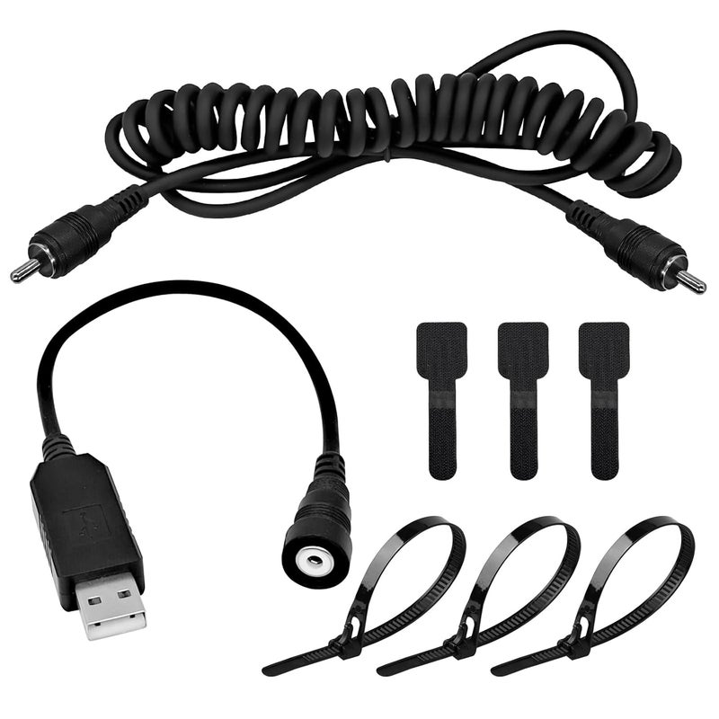 CHolic USB Port Snowmobile Heated Helmet Connector, 12v USB RCA Plug Heated Cord for Heated Most Electric Shields, Helmet, Visor Port (Kit) - Image 1